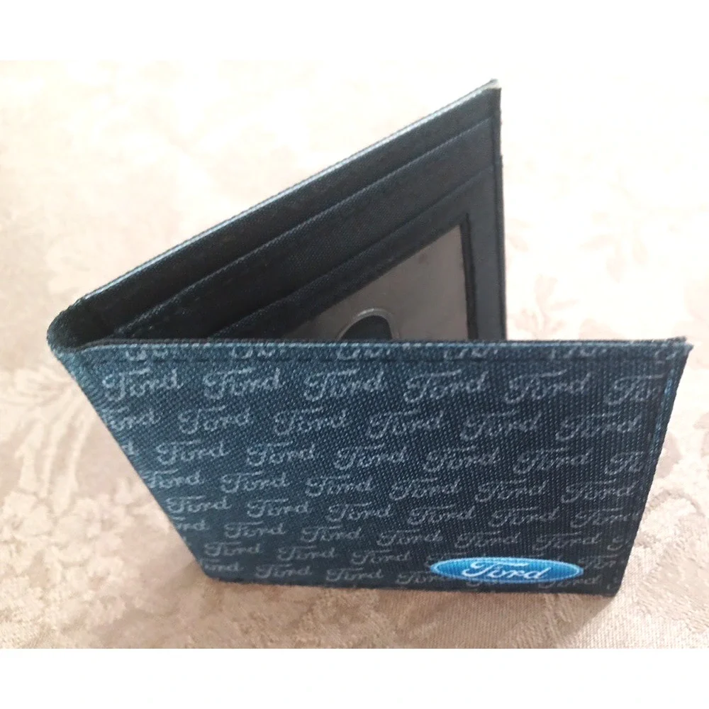 Buckle Down Ford Emblem Logo Bifold Canvas Slim Wallet 4 x 3 1/2